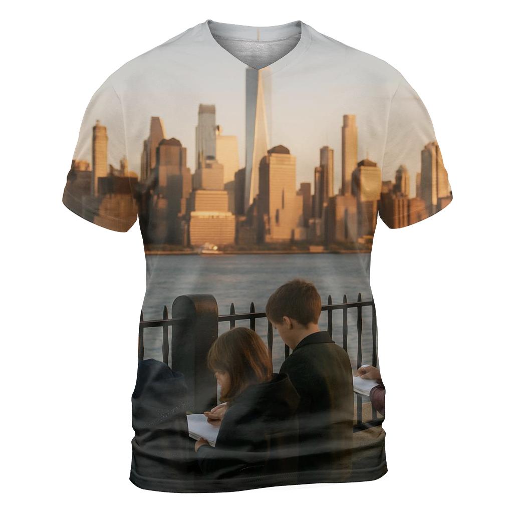Golden Hour From Brooklyn Heights Promenade With School Group vibrant all-over design tees