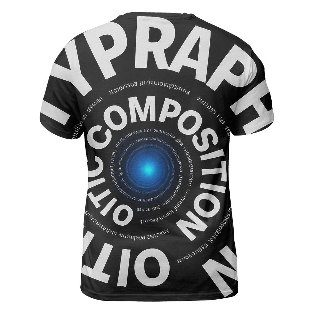 Gravity Well Typography Spiral artistic all-over print tops