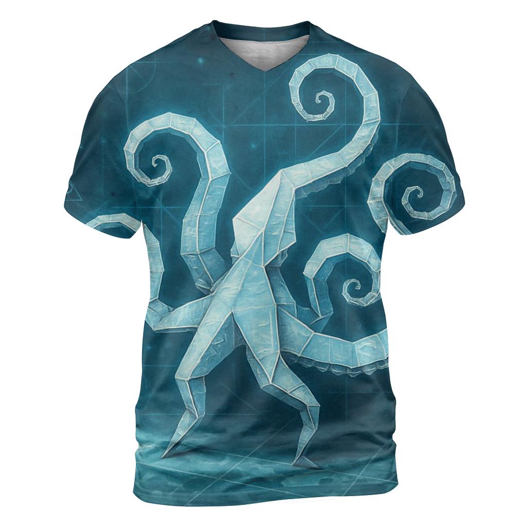 Origami Kraken Blueprint creative print fashion shirts