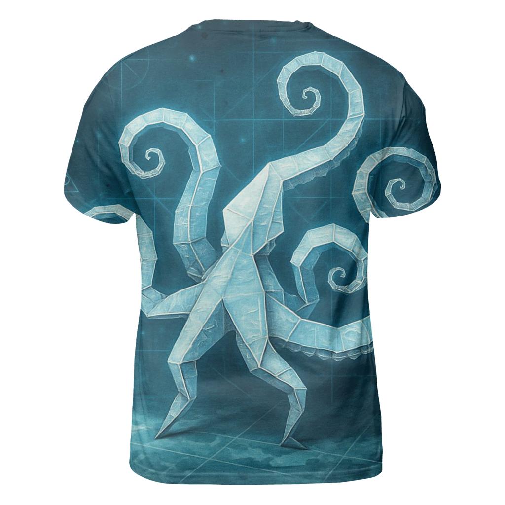 Origami Kraken Blueprint creative print fashion shirts