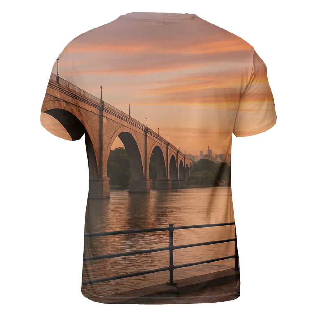 Harlem River Sunset With High Bridge And Distant Midtown artistic all-over print tops