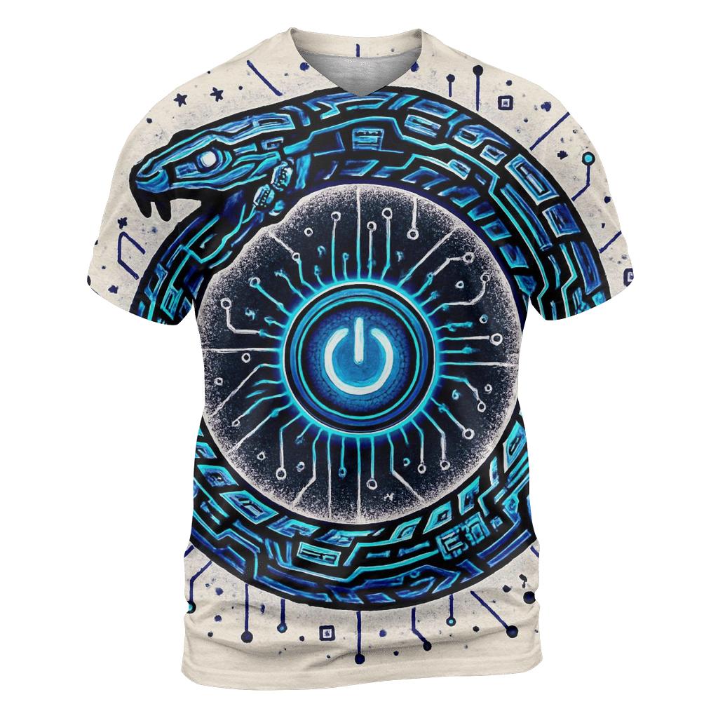 Neon Circuit Ouroboros Halo custom all-over print shirts