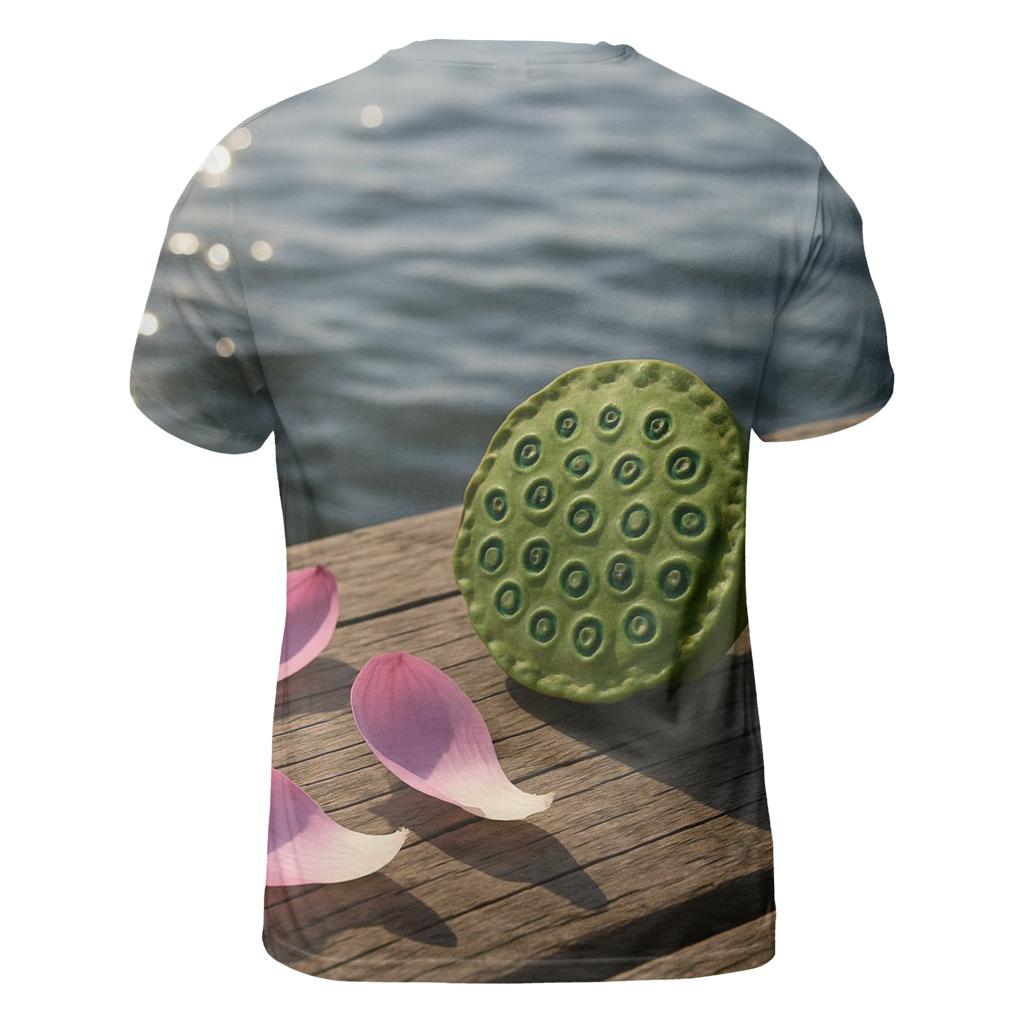 Lotus Seed Pod Study At A Lakeside Pier creative print fashion shirts
