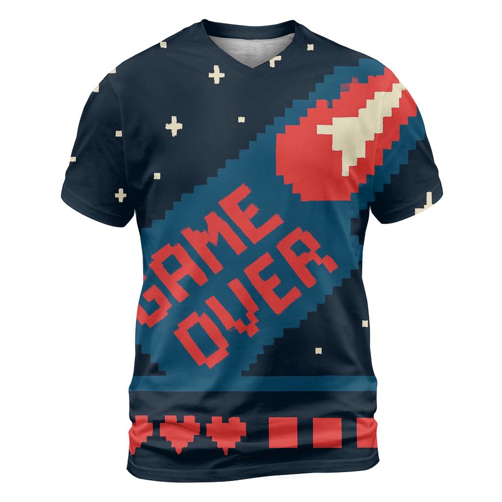 Pixel Comet Game Over Sky artistic all-over print tops