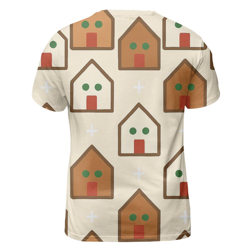 Gingerbread House Block Pattern creative print fashion shirts