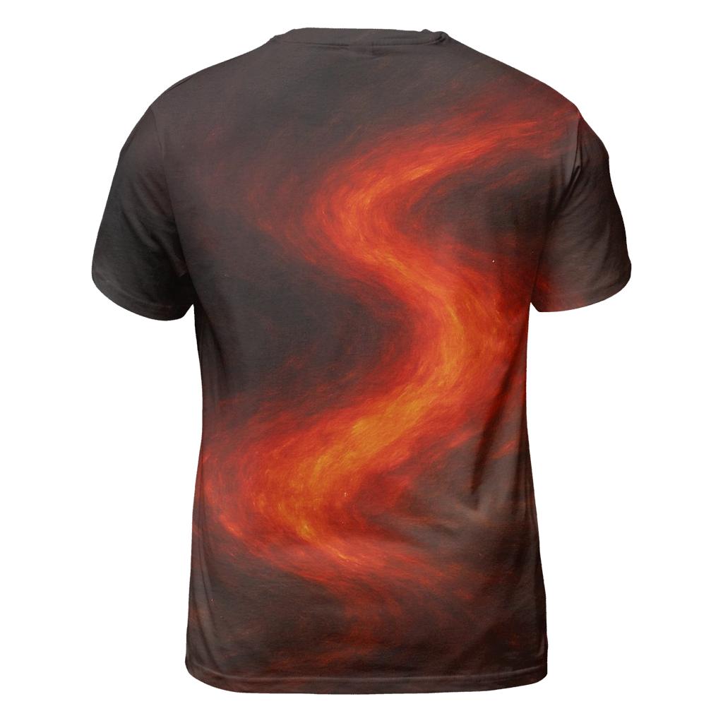 Volcanic Ember Current vibrant all-over design tees