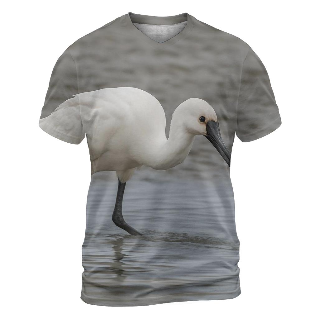 Estuary Low Tide Forage Eurasian Spoonbill designer pattern shirts