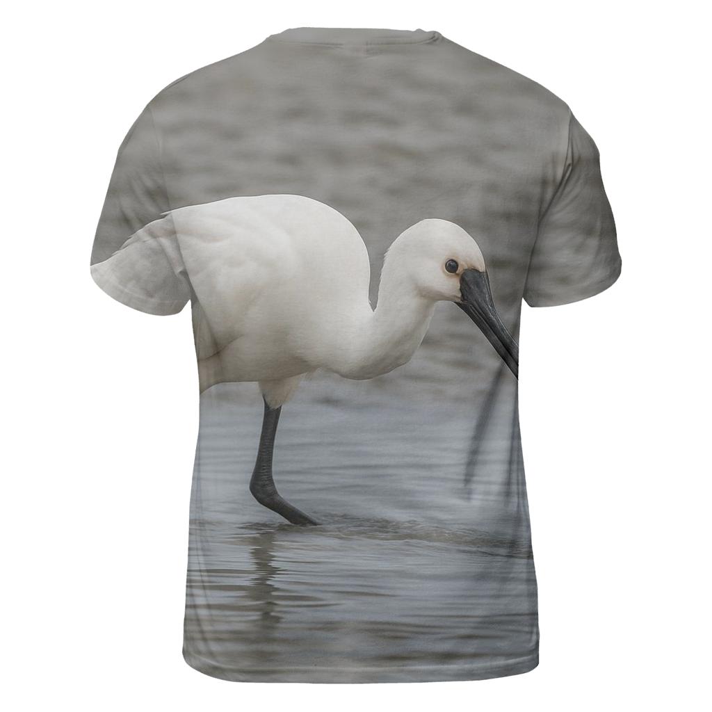 Estuary Low Tide Forage Eurasian Spoonbill designer pattern shirts