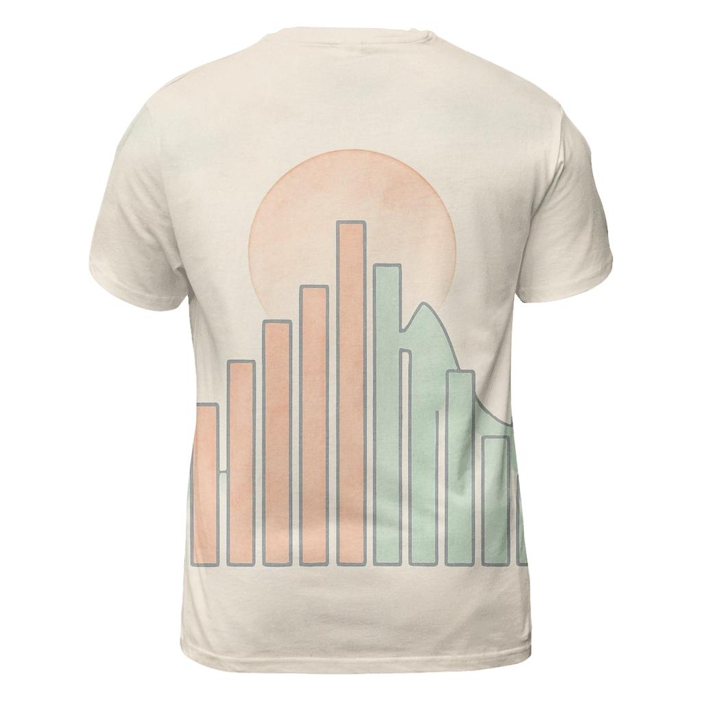 Equalizer Mountain Silhouette vibrant all-over design tees
