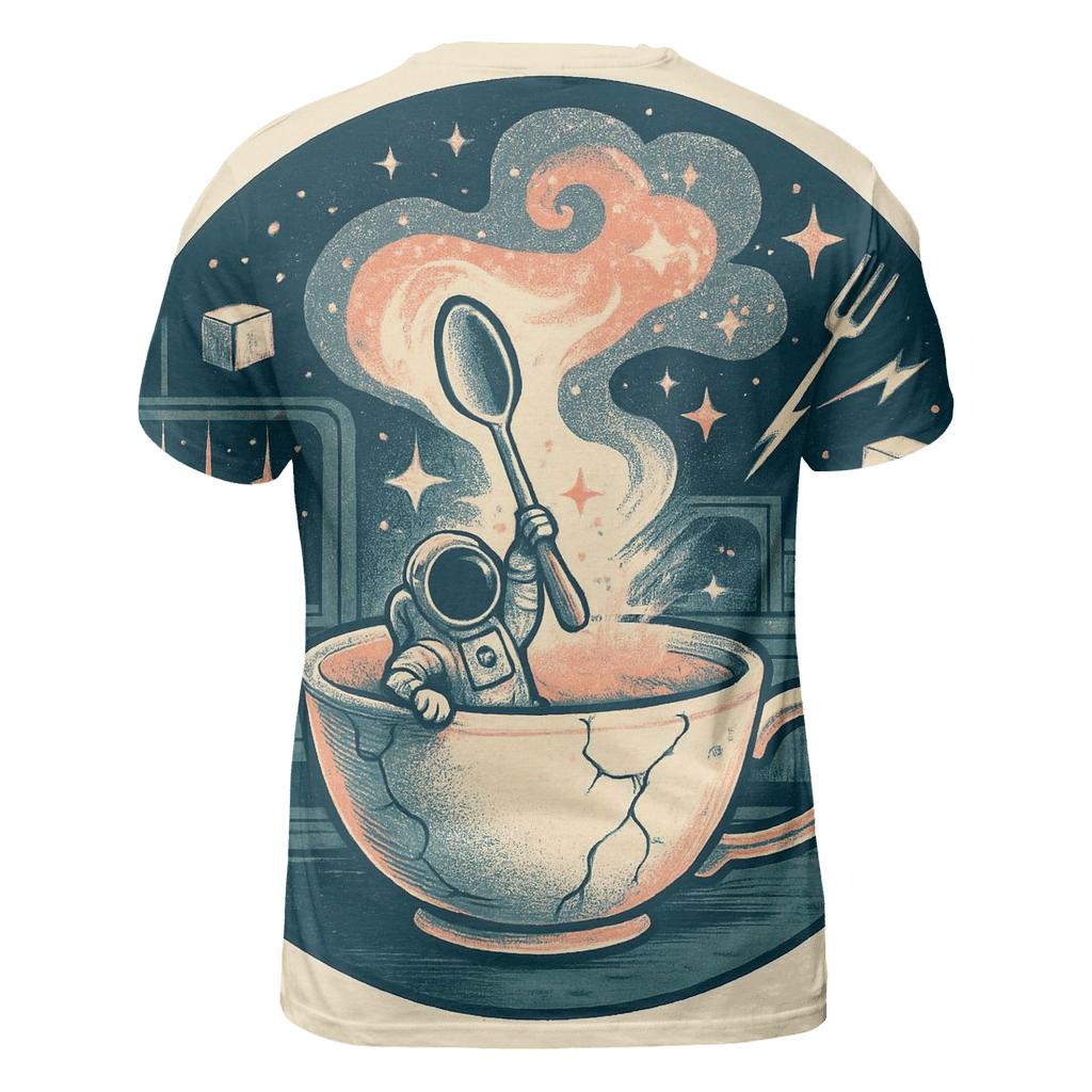 Teacup Astronaut Rumble vibrant all-over design tees