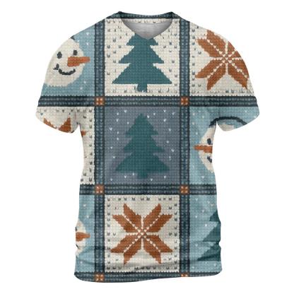 Snowman Satellite Dish Patchwork Design statement graphic shirts