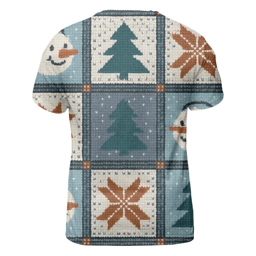 Snowman Satellite Dish Patchwork Design statement graphic shirts