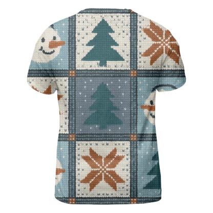 Snowman Satellite Dish Patchwork Design statement graphic shirts