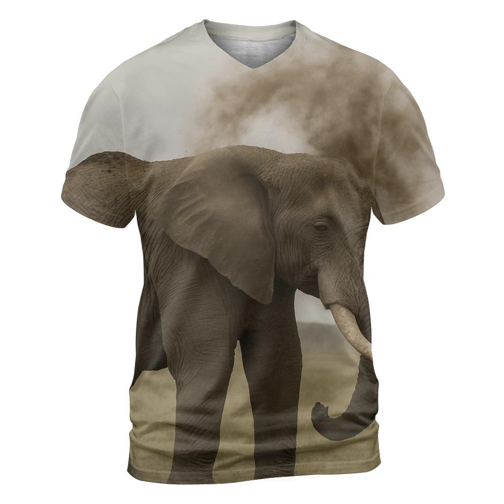 Savanna Dust Bath African Elephant artistic all-over print tops