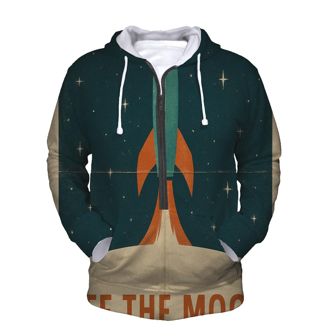 Aged Space Race Travel Poster printed hoodies