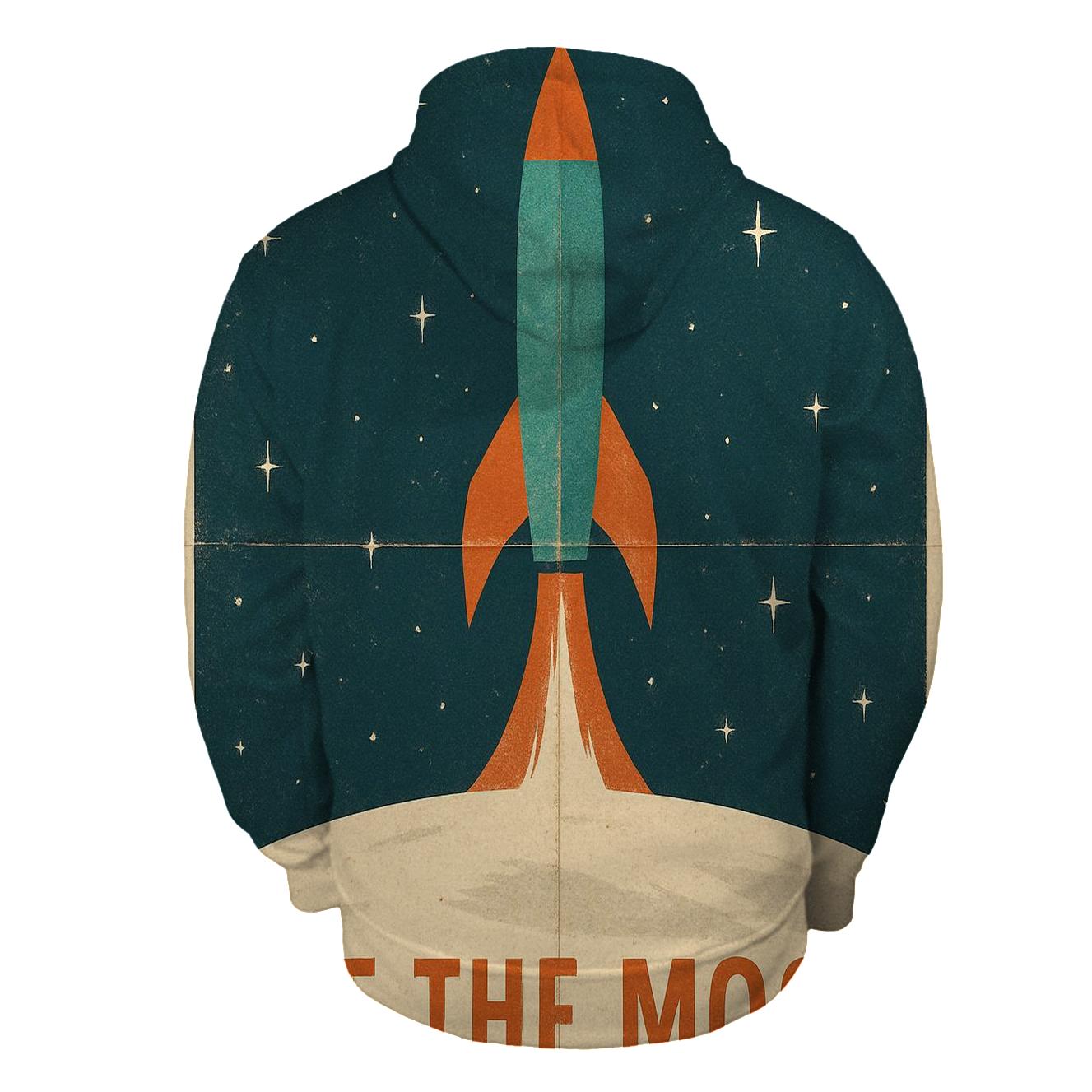 Aged Space Race Travel Poster printed hoodies