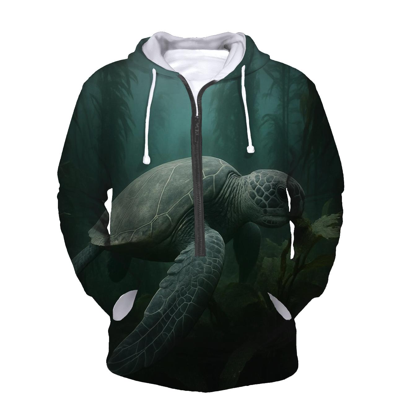 Kelp Forest Glide Green Sea Turtle designer hoodies