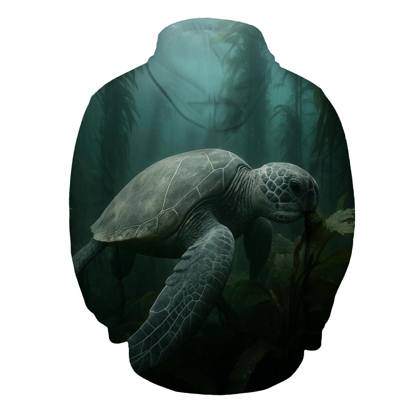 Kelp Forest Glide Green Sea Turtle designer hoodies