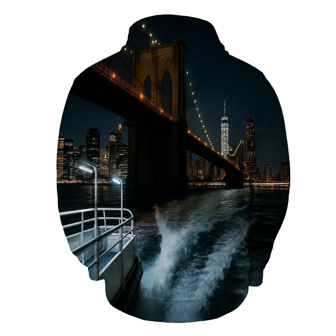 Midnight Ferry Wake Under The Brooklyn Bridge graphic hoodies