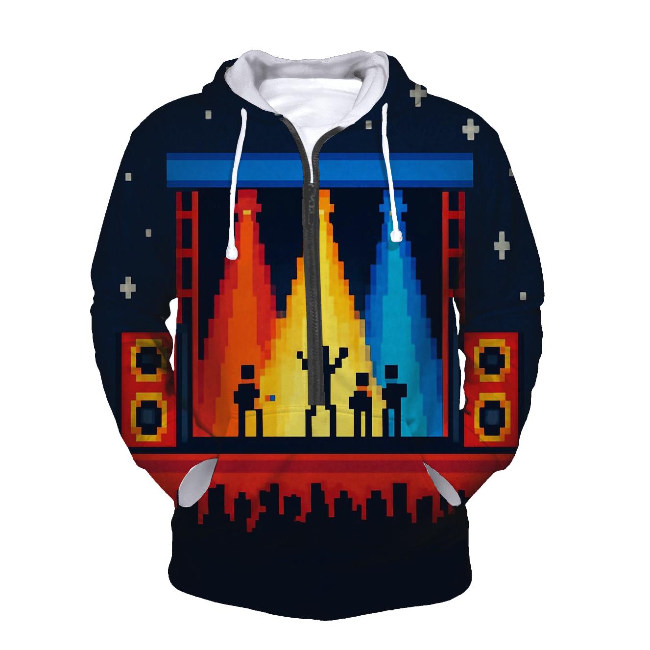 Pixel Pop Stage Panorama graphic hoodies