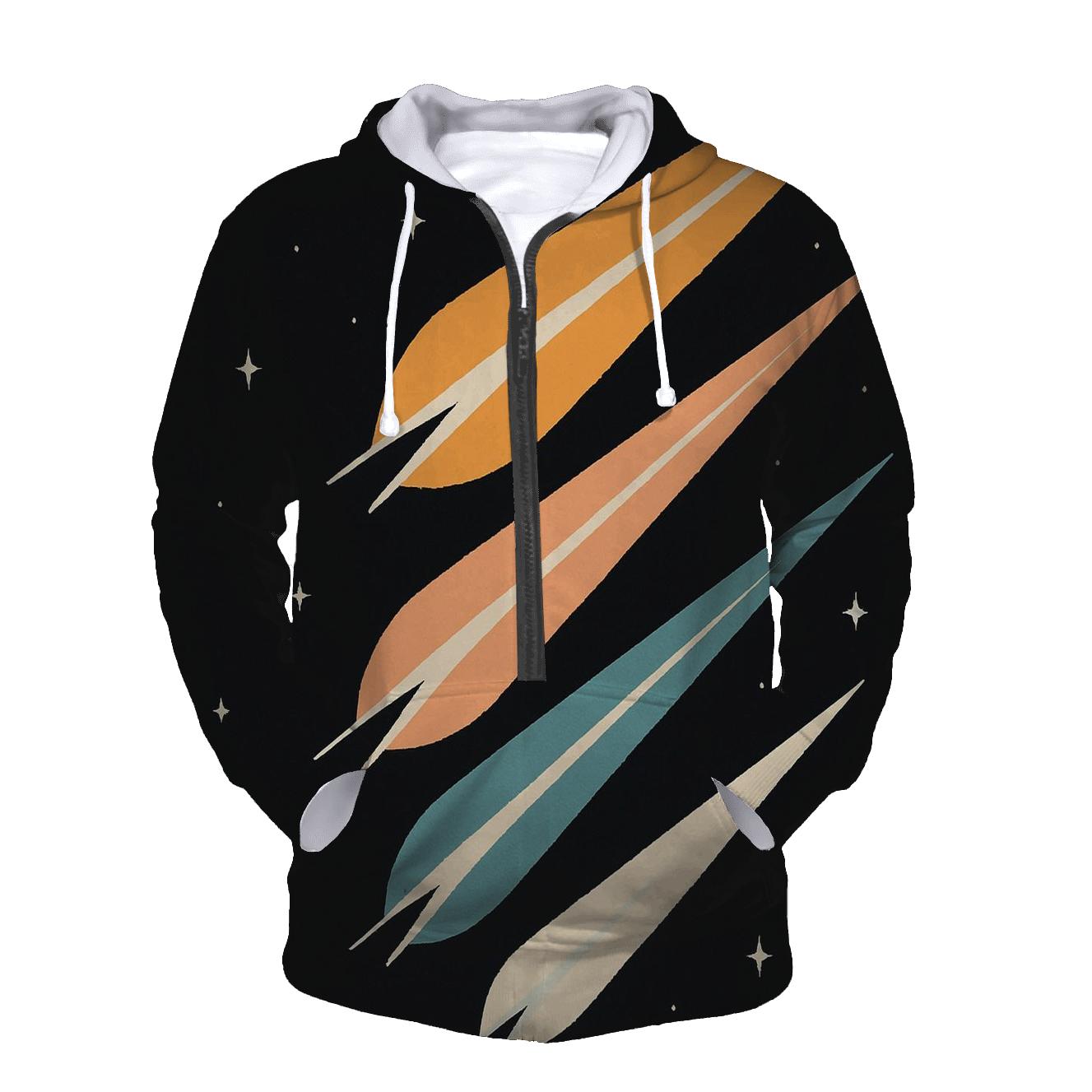Comet Trail Fan Overprint lightweight hoodies
