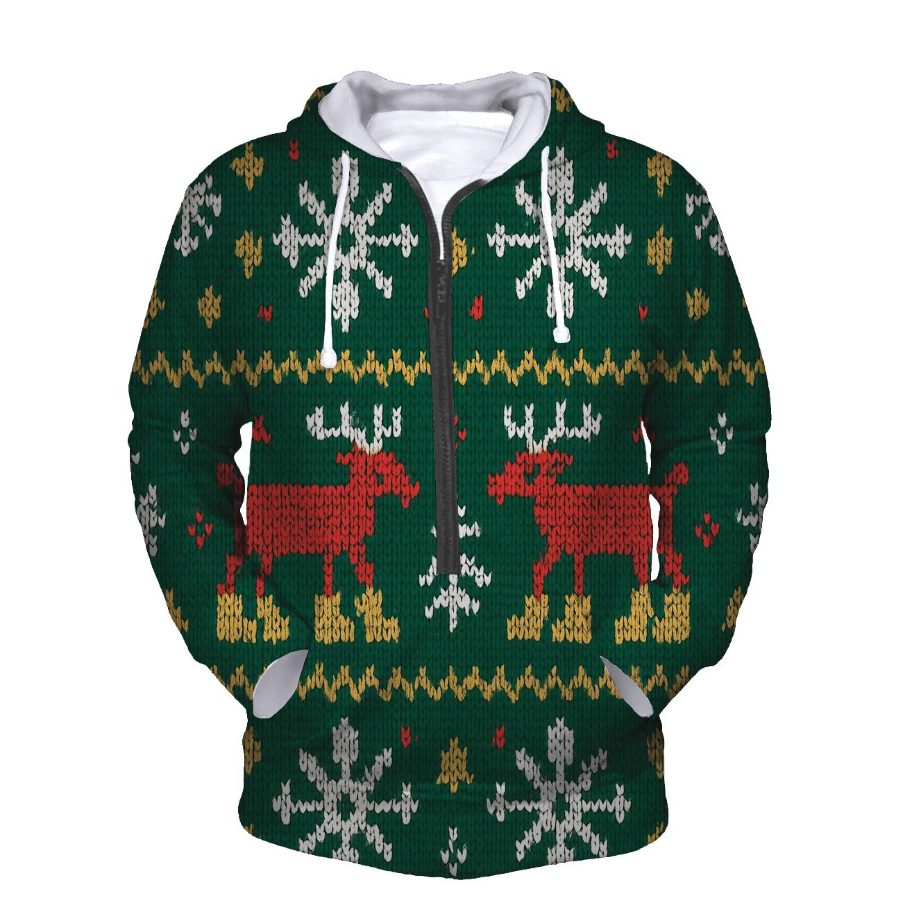 Reindeer Moon Boot Fair Isle Design graphic hoodies