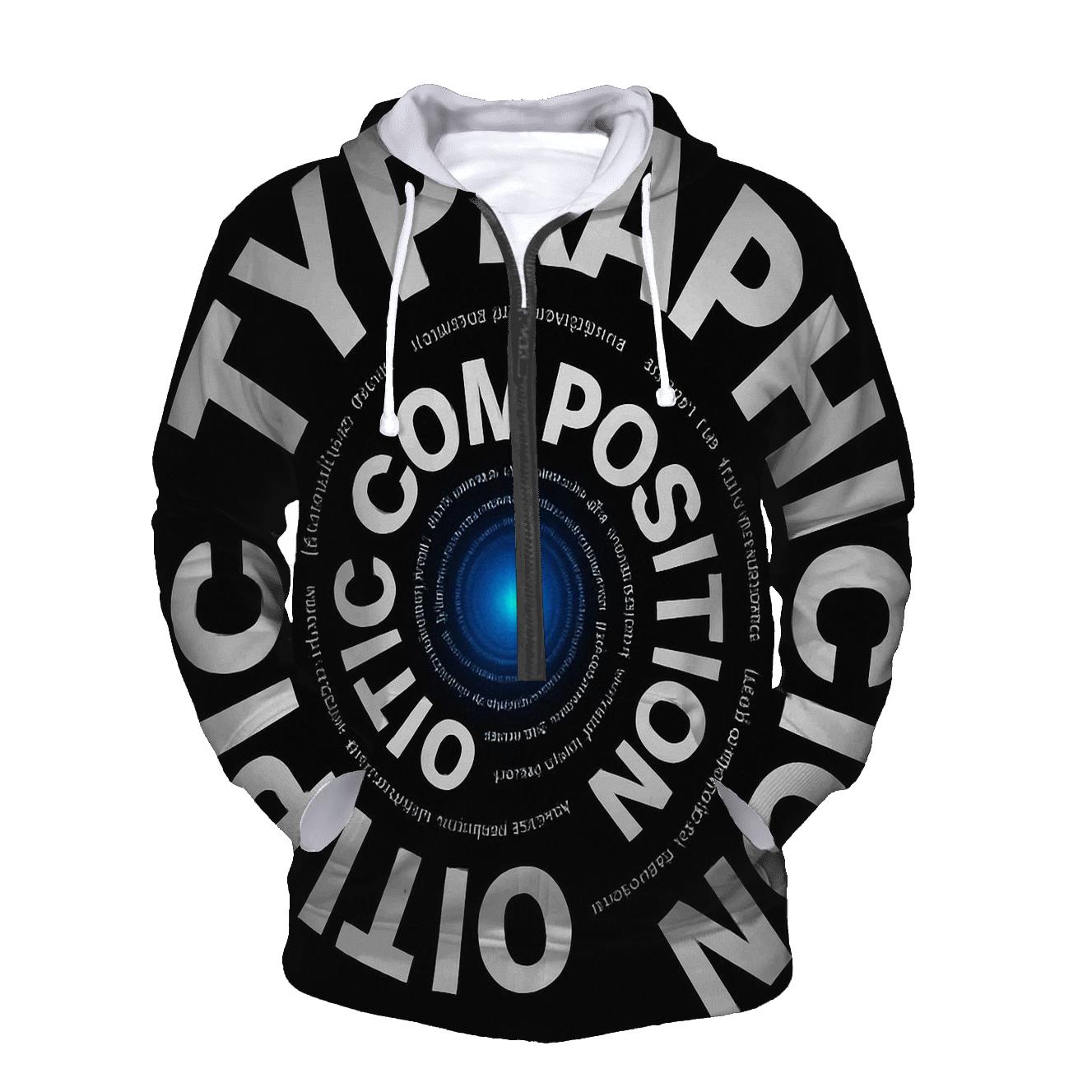 Gravity Well Typography Spiral embroidered hoodies