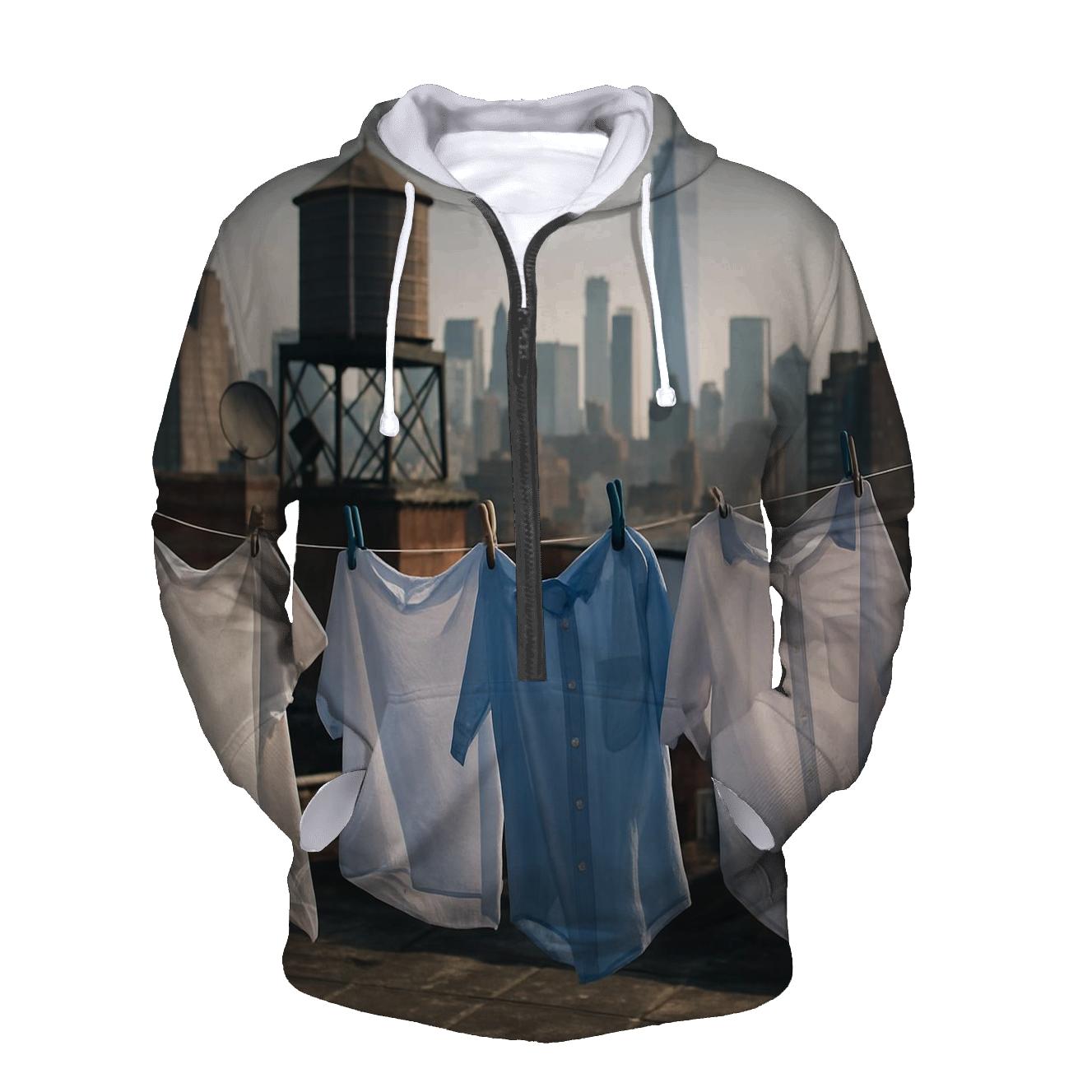 Chinatown Rooftop Laundry Lines With Downtown Skyline Beyond hoodie styles