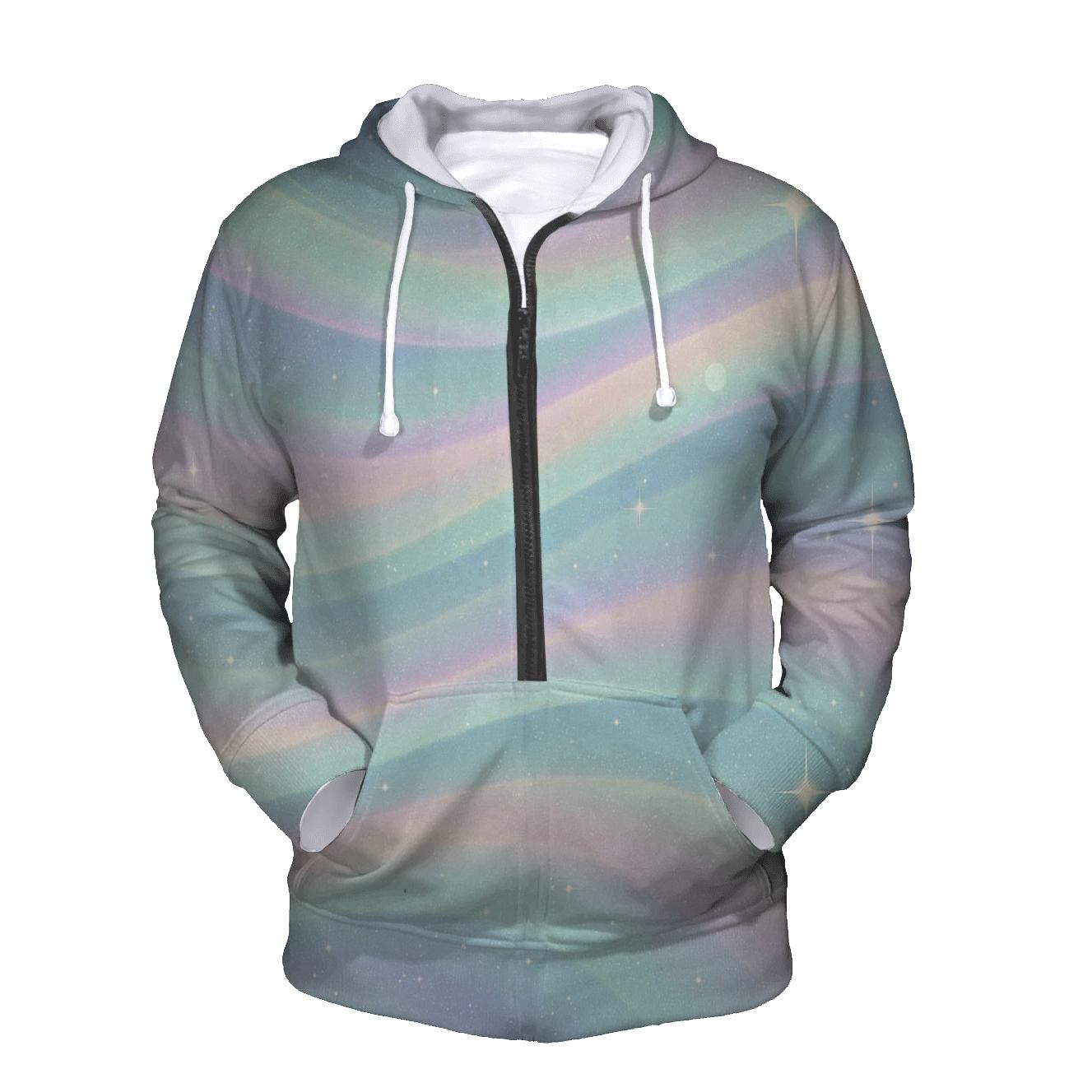 Pastel Aurora Glitter Ribbons premium hoodies