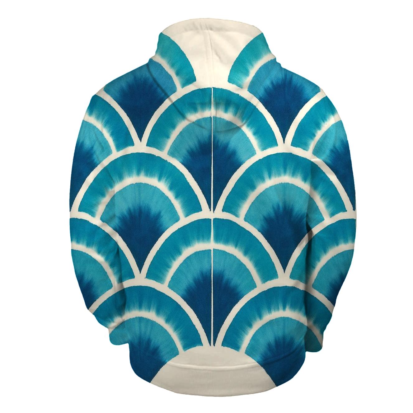 Shibori Fan Fold Nebula Arcs zip-up hoodies