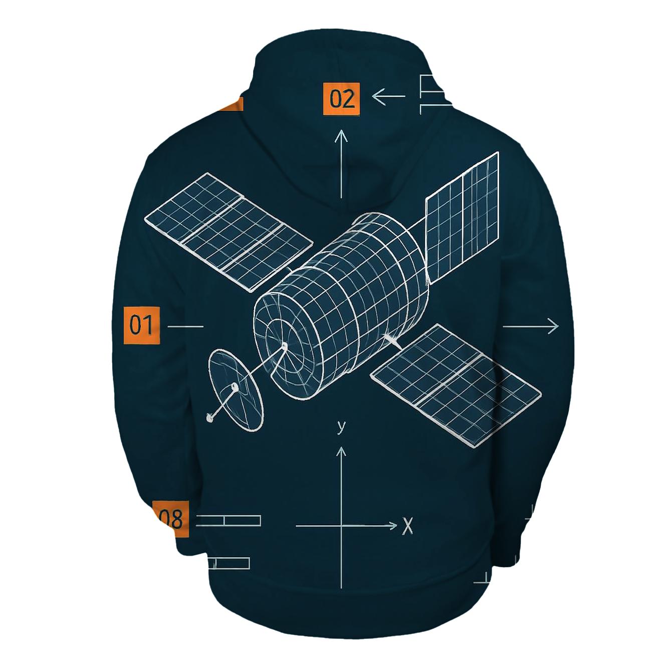 Neon Wireframe Satellite Blueprint graphic hoodies