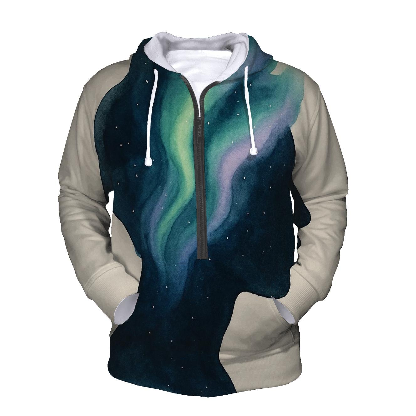 Aurora Ink Wash Portrait printed hoodies
