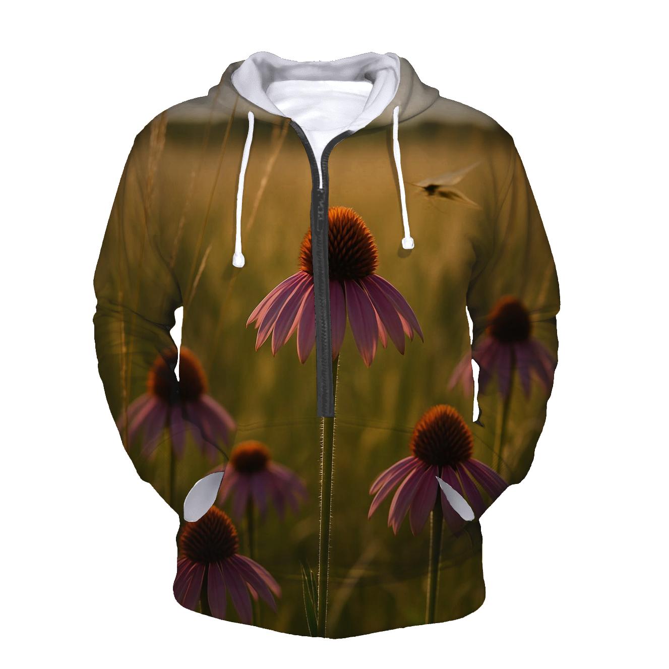Wild Prairie Coneflower And Pollinator Path Blur lightweight hoodies