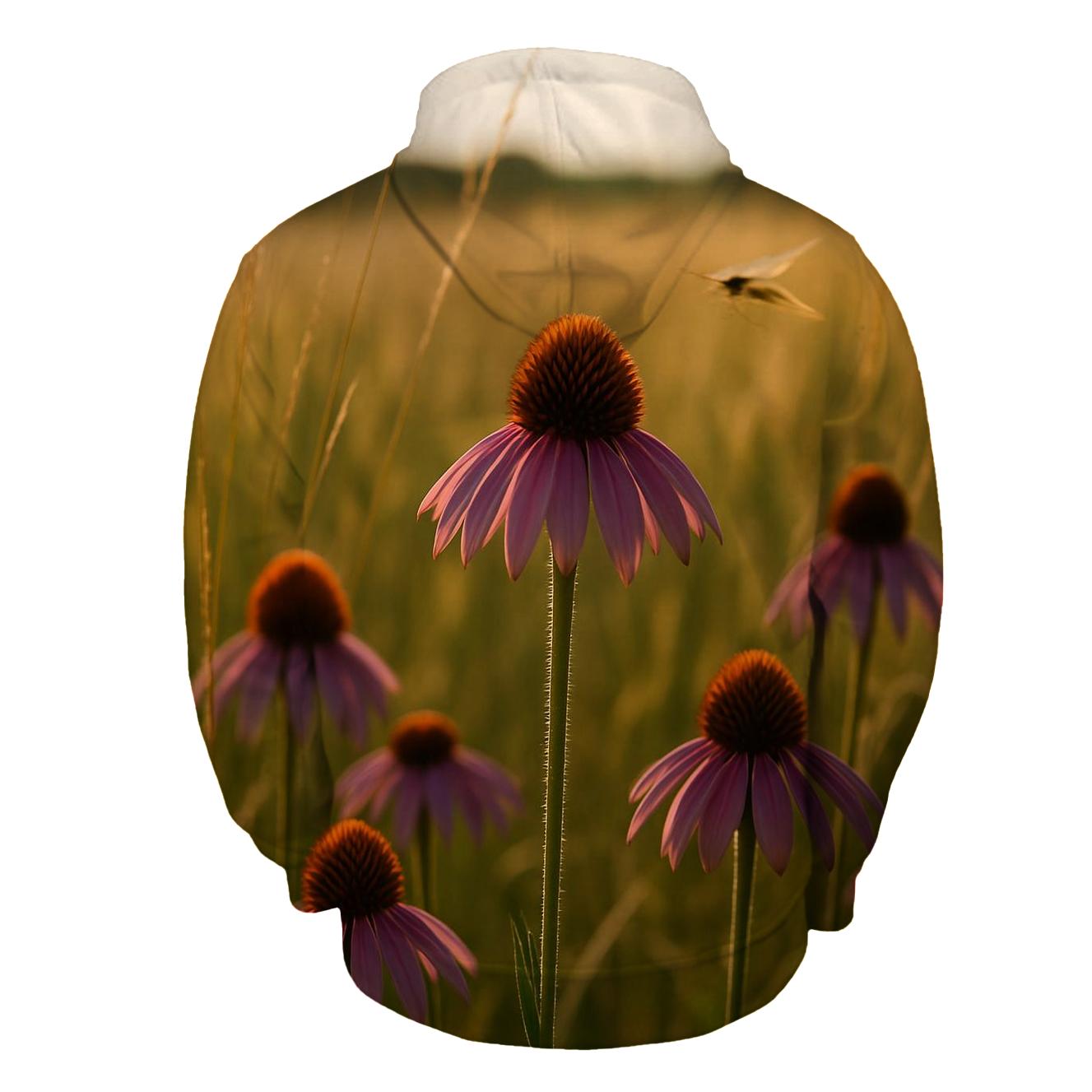 Wild Prairie Coneflower And Pollinator Path Blur lightweight hoodies