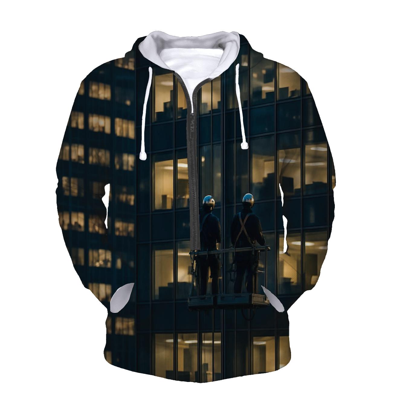 Night Work Window Cleaners Against The Midtown Grid graphic hoodies