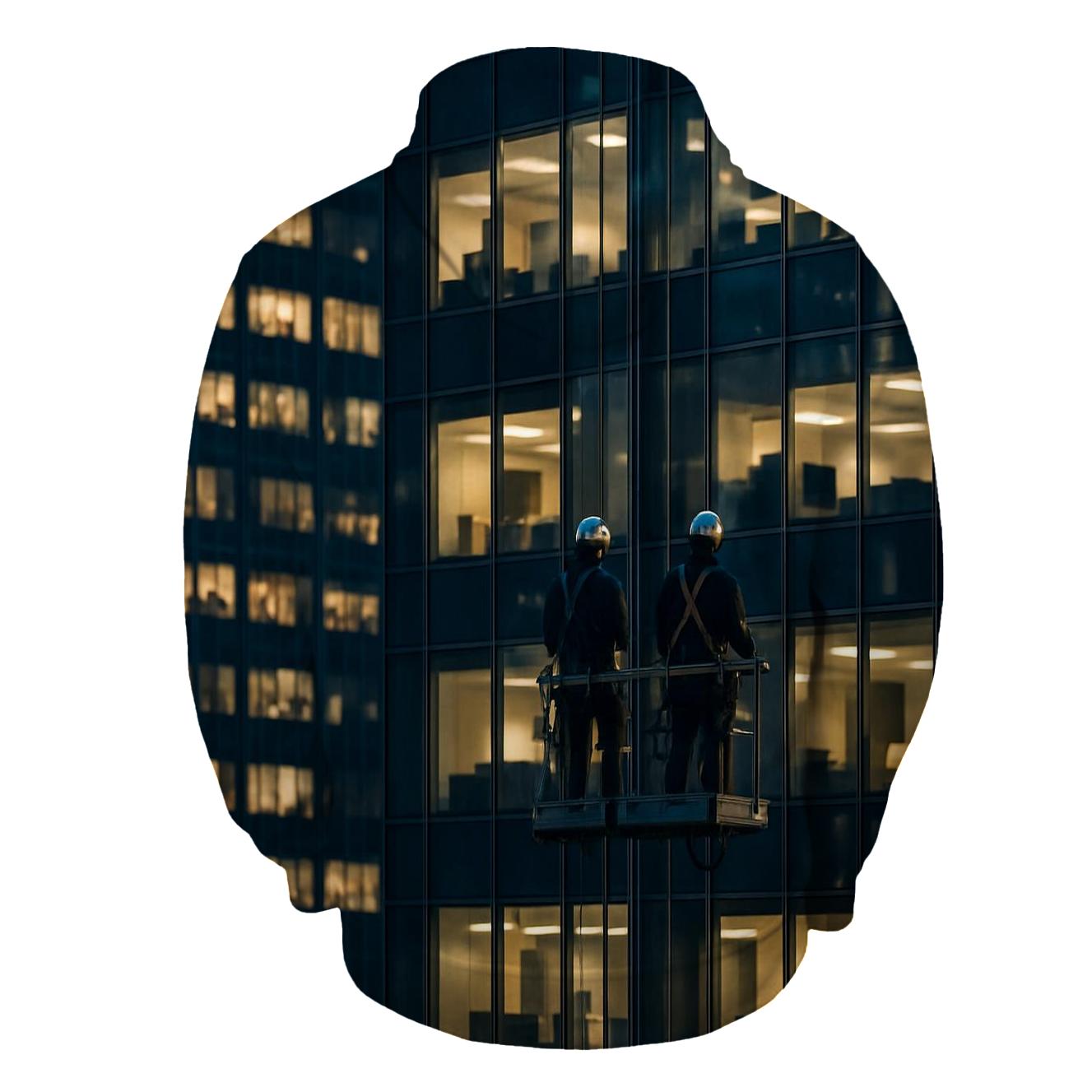 Night Work Window Cleaners Against The Midtown Grid graphic hoodies