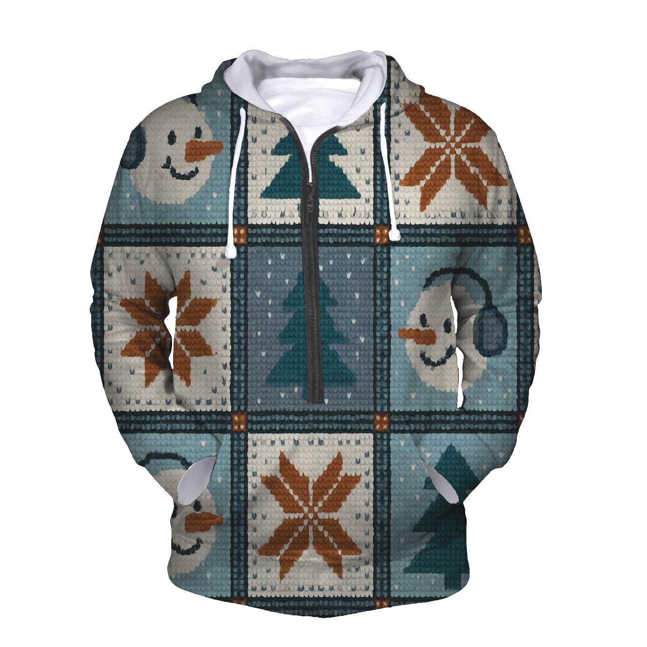 Snowman Satellite Dish Patchwork Design hoodie trends