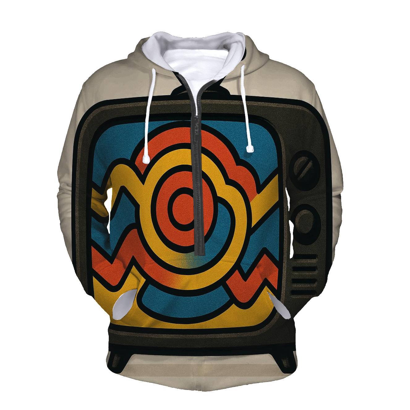 Retro TV Signal Bloom designer hoodies