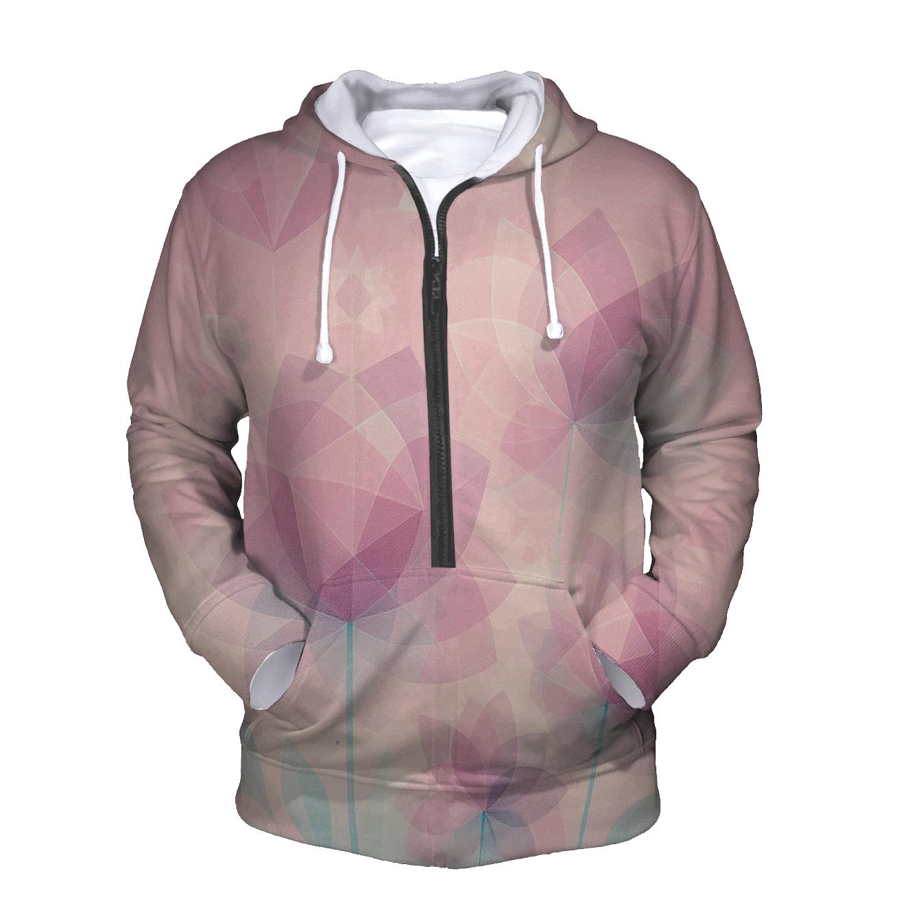 Quantum Garden Geometric Bloom printed hoodies