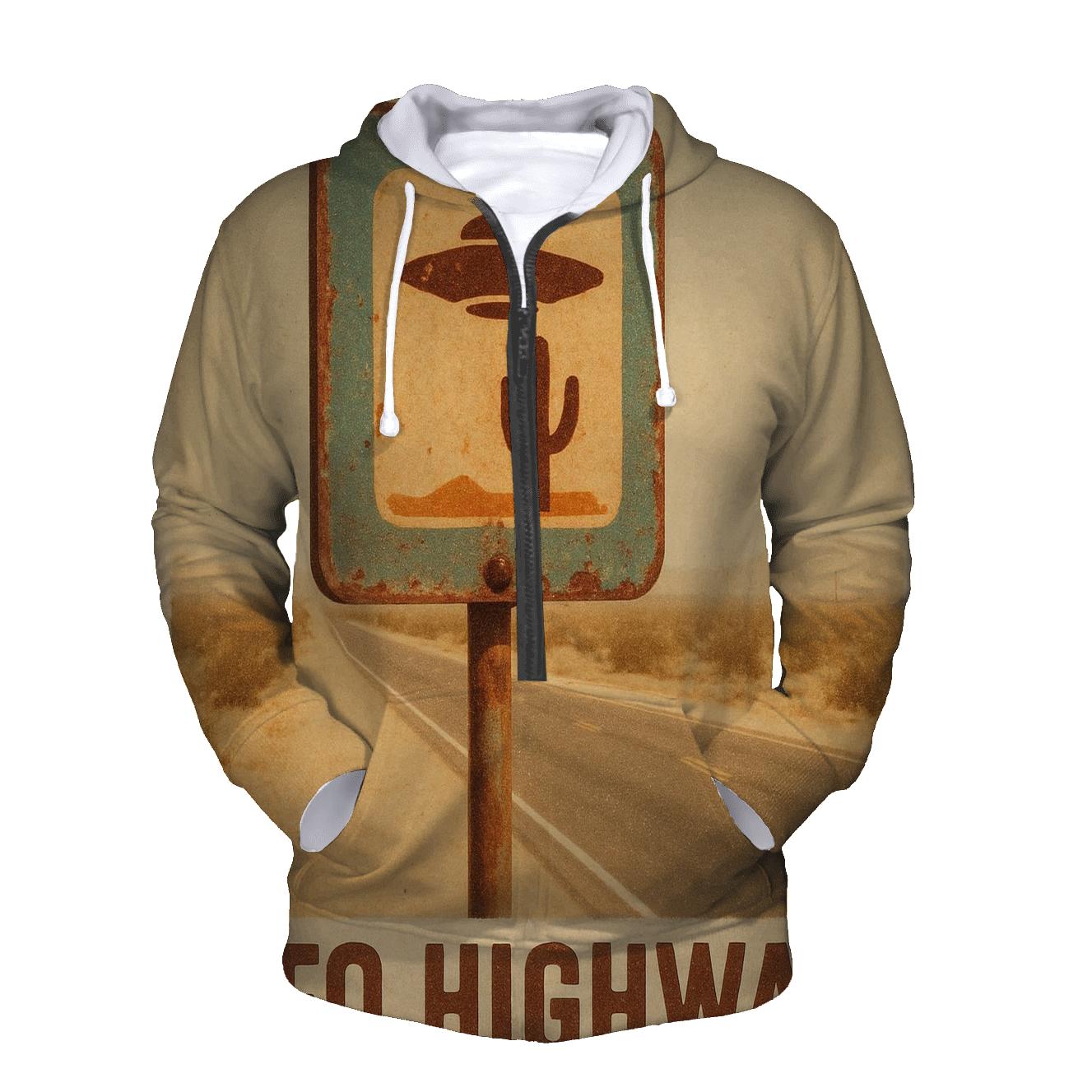 Weathered Desert UFO Road Sign hoodies fashion
