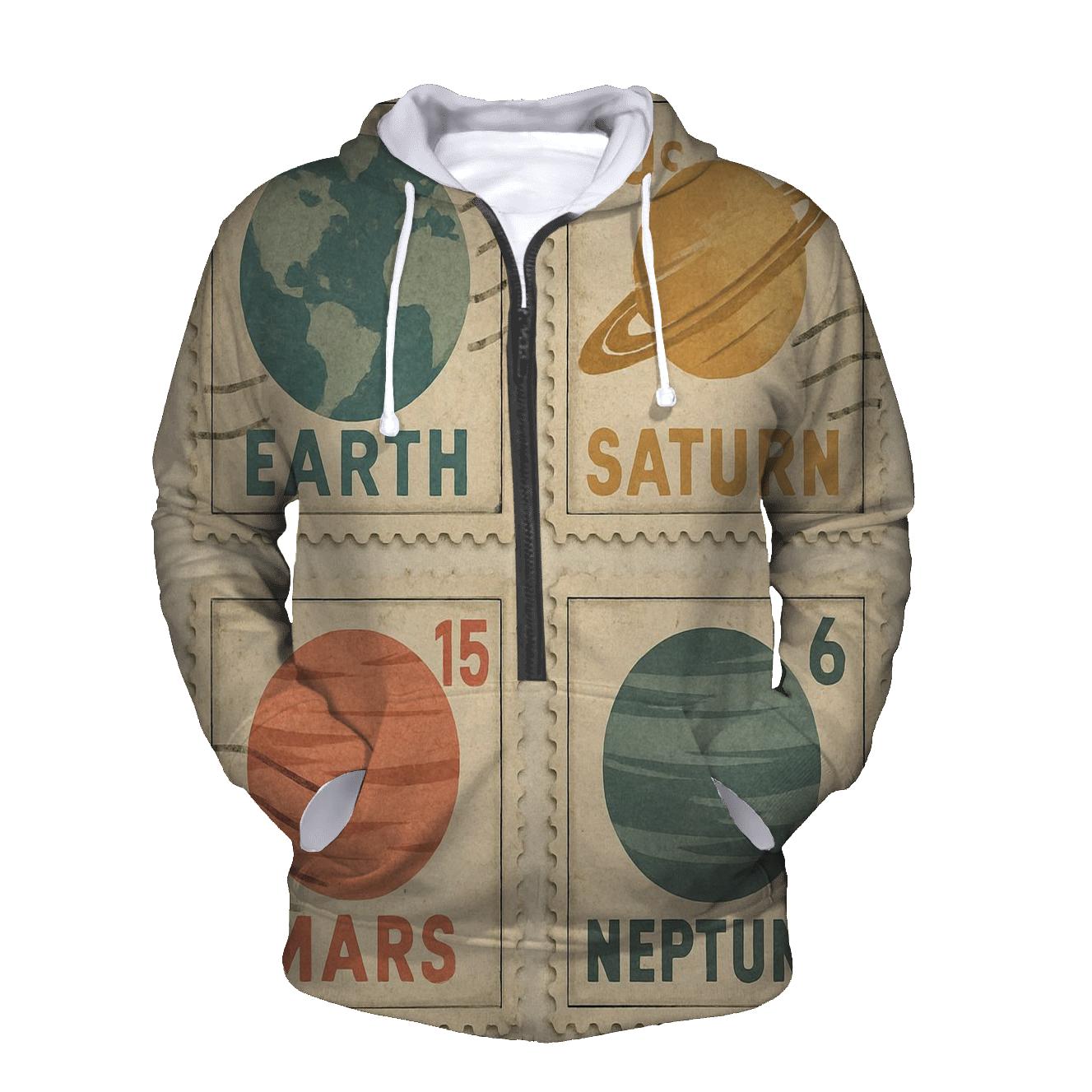 Cracked Ink Planetary Postage Stamp Set premium hoodies