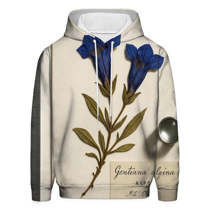 Pressed Herbarium Sheet With Alpine Gentian hoodies fashion