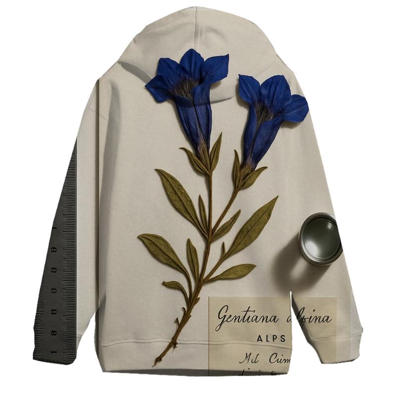 Pressed Herbarium Sheet With Alpine Gentian hoodies fashion