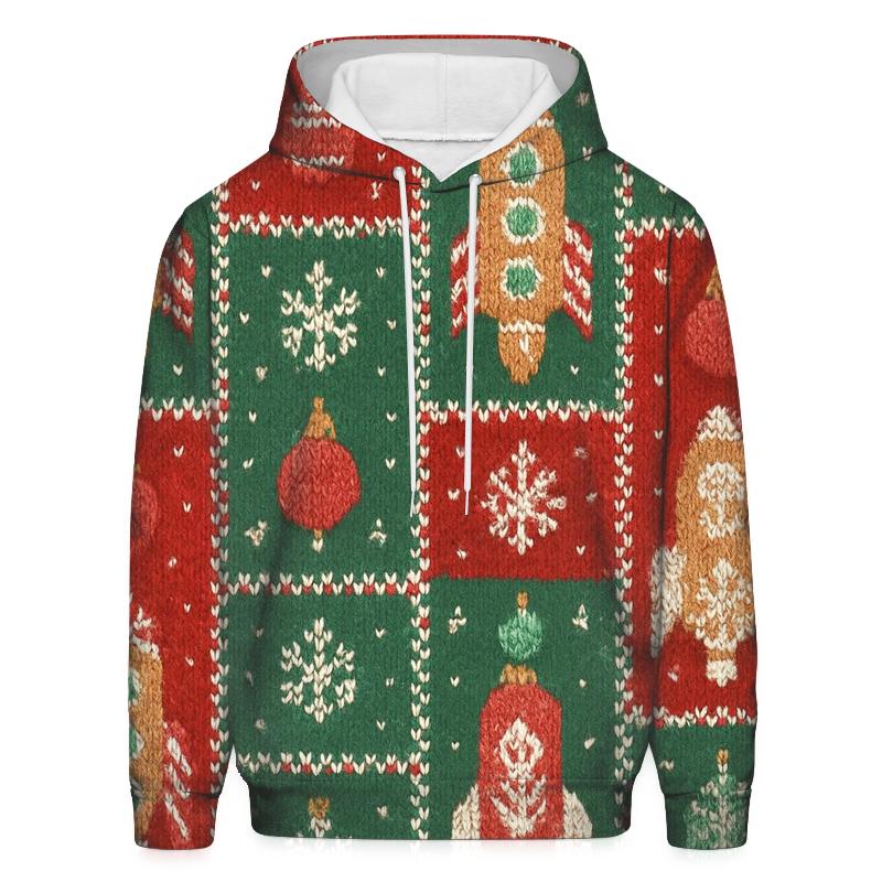 Gingerbread Rocket Parade Grid Design printed hoodies