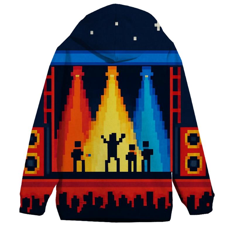 Pixel Pop Stage Panorama graphic hoodies