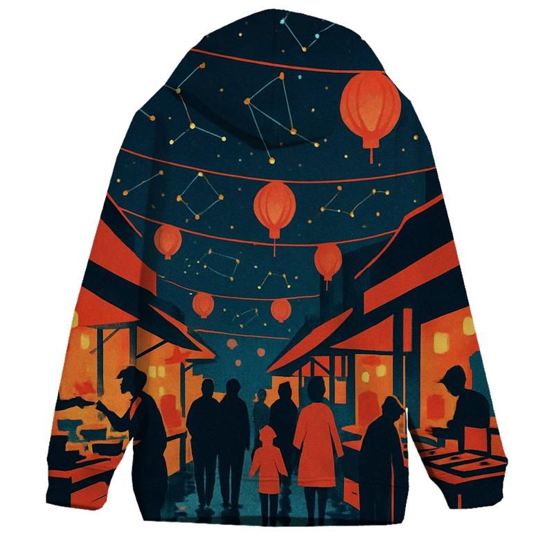 Neon Night Market Constellations zip-up hoodies