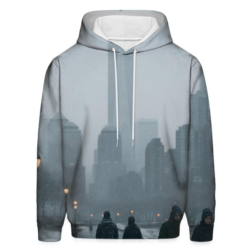 Snowfall Softens The Financial District From Battery Park lightweight hoodies