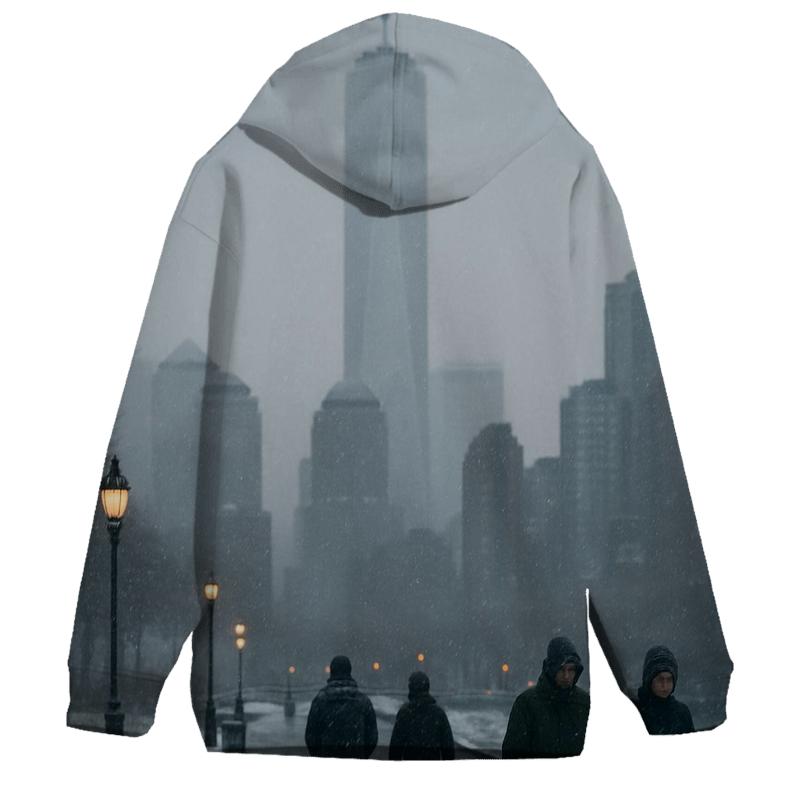 Snowfall Softens The Financial District From Battery Park lightweight hoodies