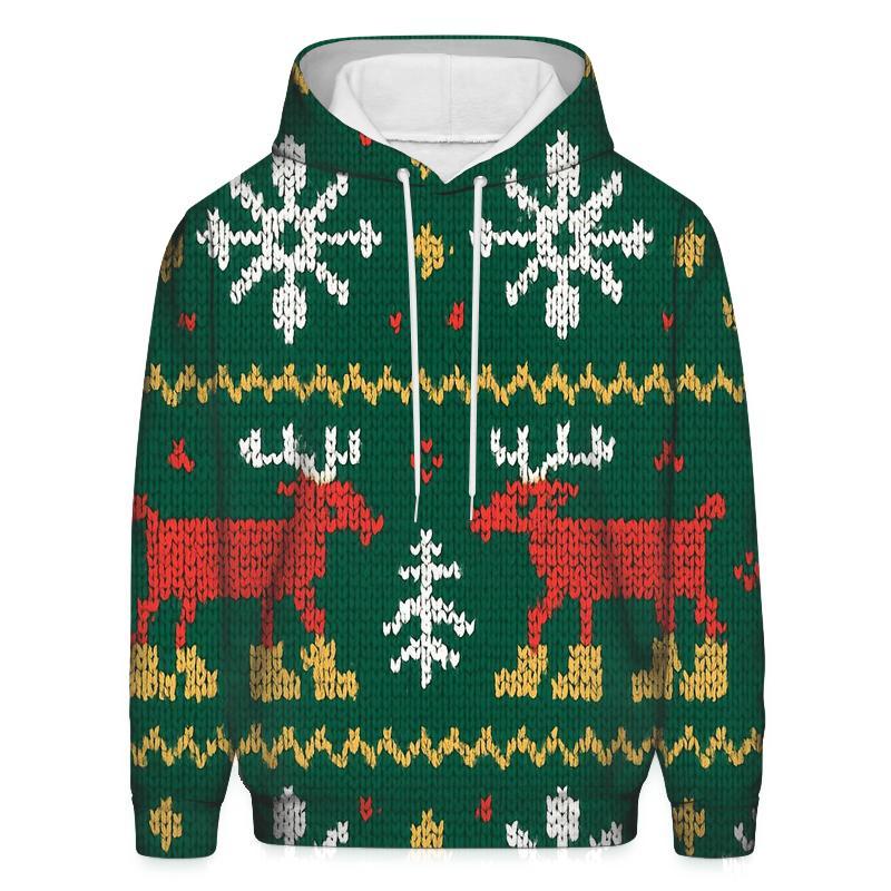 Reindeer Moon Boot Fair Isle Design hoodies fashion