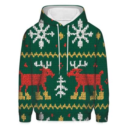 Reindeer Moon Boot Fair Isle Design hoodies fashion